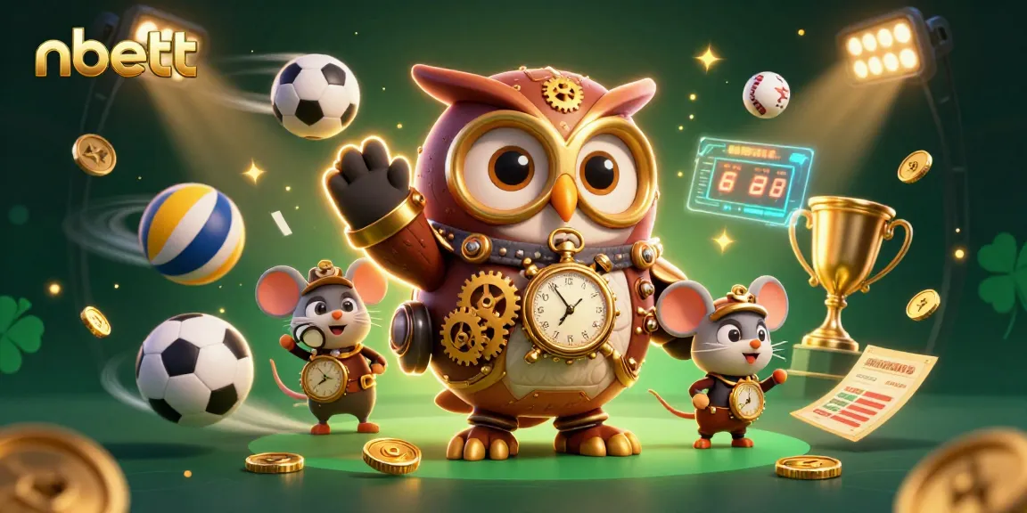 Win big with nbett as a 3D cartoon owl and clockwork mouse dive into casino excitement.