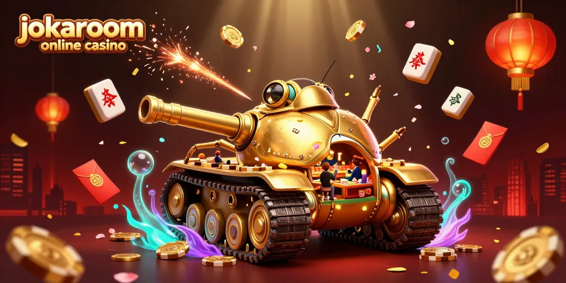 Spin winning reels at jokaroom online casino with a golden beetle tank and festive gaming elements.