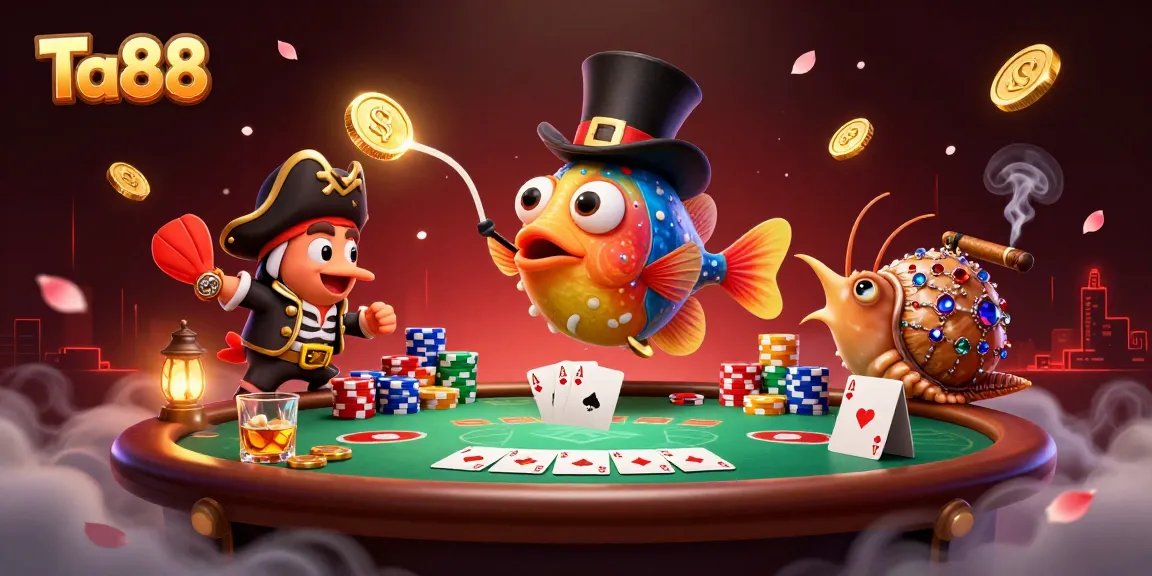 Engage in the exhilarating world of Ta88, where a deep-sea anglerfish lures golden coins at a poker table.