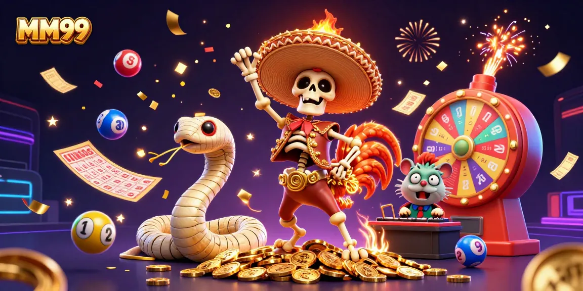 Engage in dynamic gameplay with MM99's lively 3D casino illustration featuring vibrant characters.