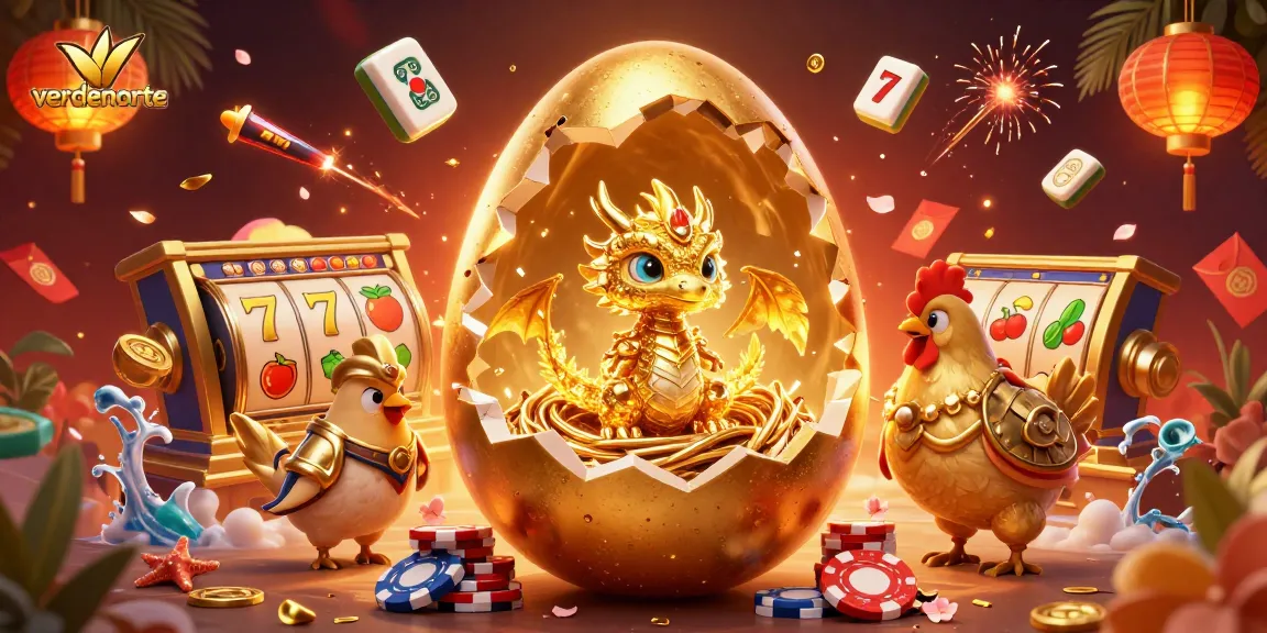 Experience exciting gameplay at verdenorte with a golden dragon, poker chips, and dynamic gaming elements.