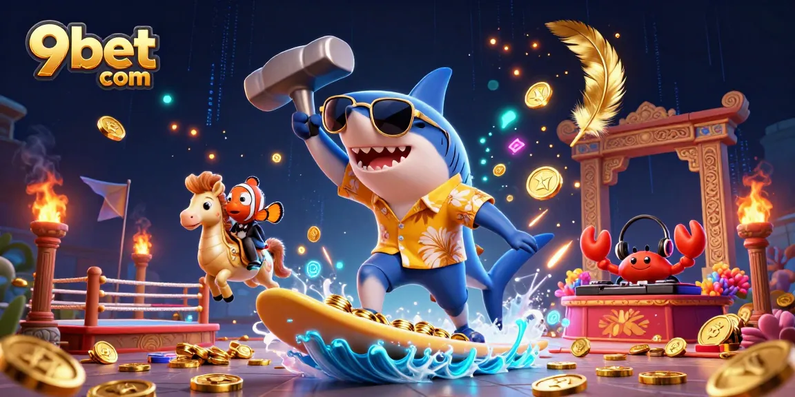 Experience thrilling gaming adventures with 9bet com's vibrant casino illustration.