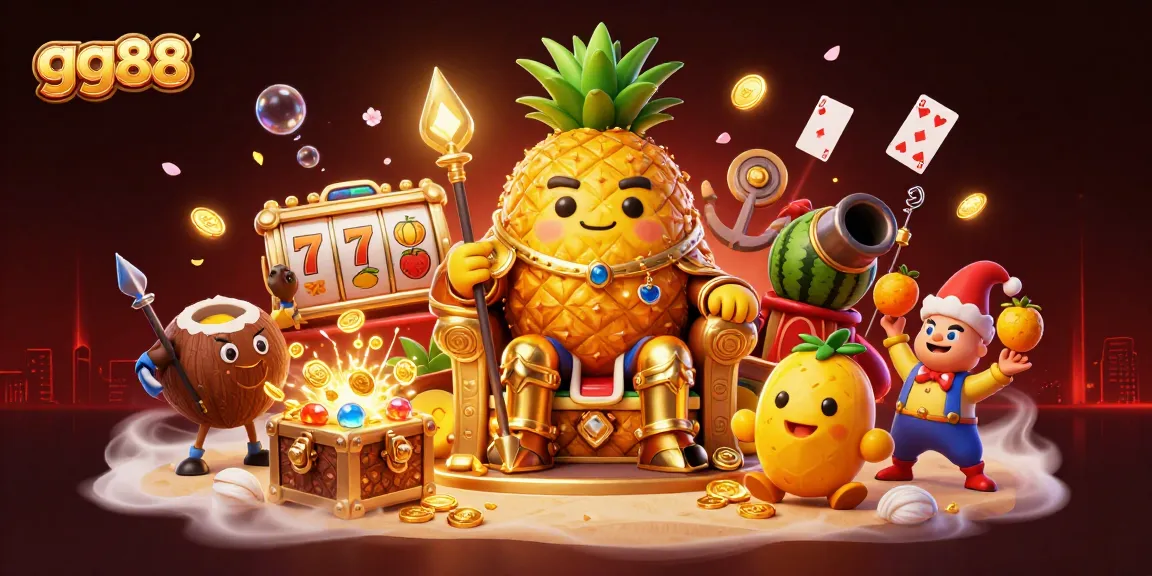 Experience thrilling slots action with gg88 and the vibrant golden pineapple king amidst underwater treasures.