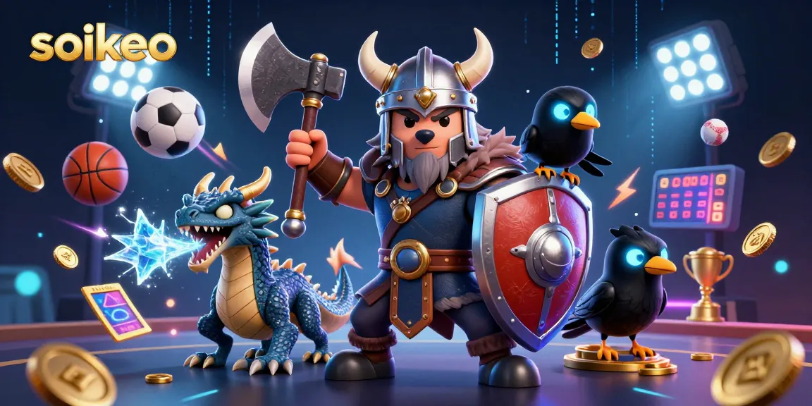 Engage with soikeo sports betting action featuring a Viking warrior and dragon in a dynamic scene.