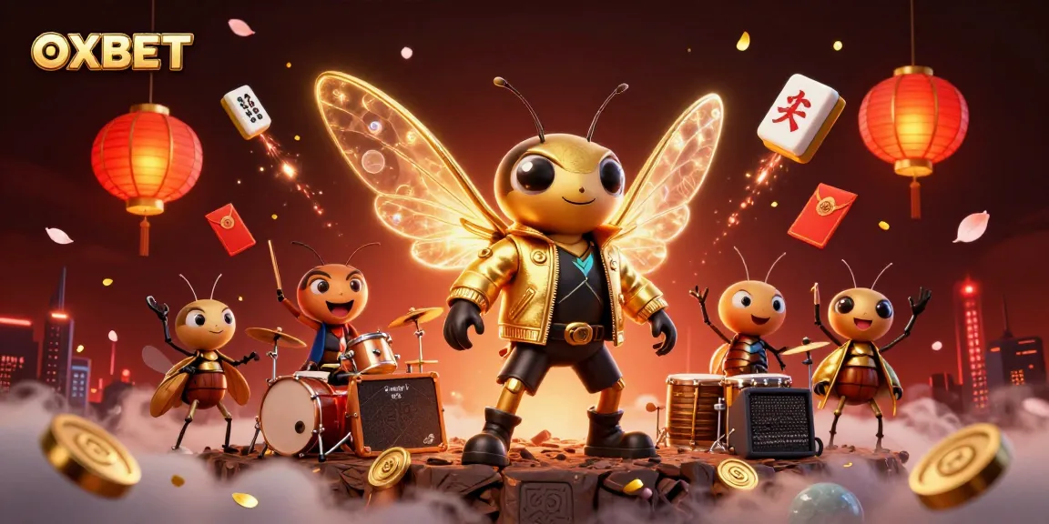 Win big with OXBET in a vibrant, action-packed 3D casino scene with dynamic characters.