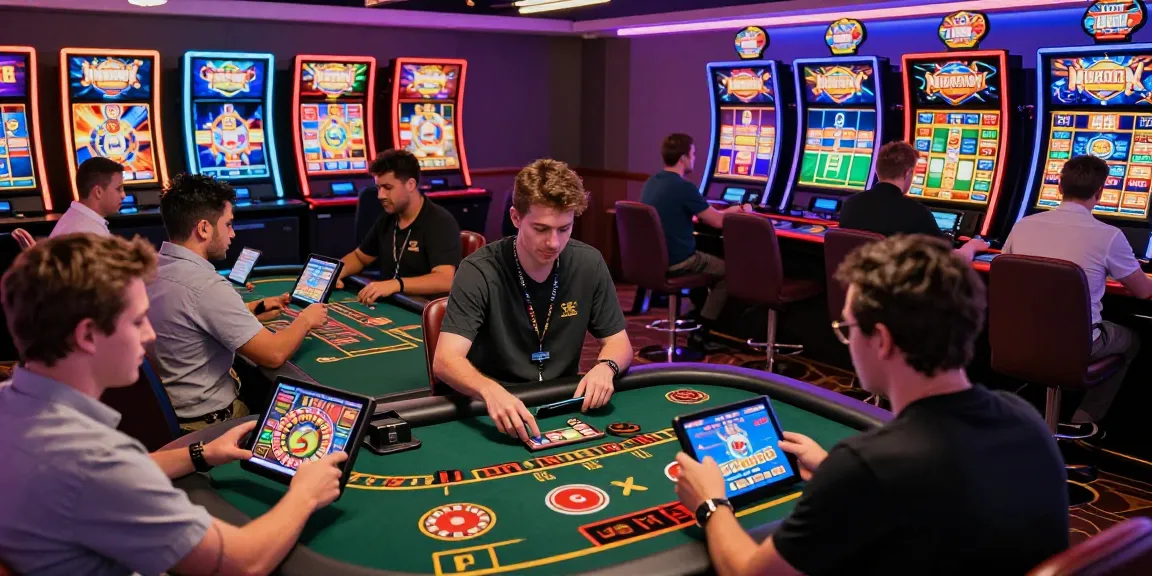 Esperienza di casinò digitale emozionante con giocatori a tavoli diversi tra cui roulette e slot, evidenziando la lista casino non AAMS.