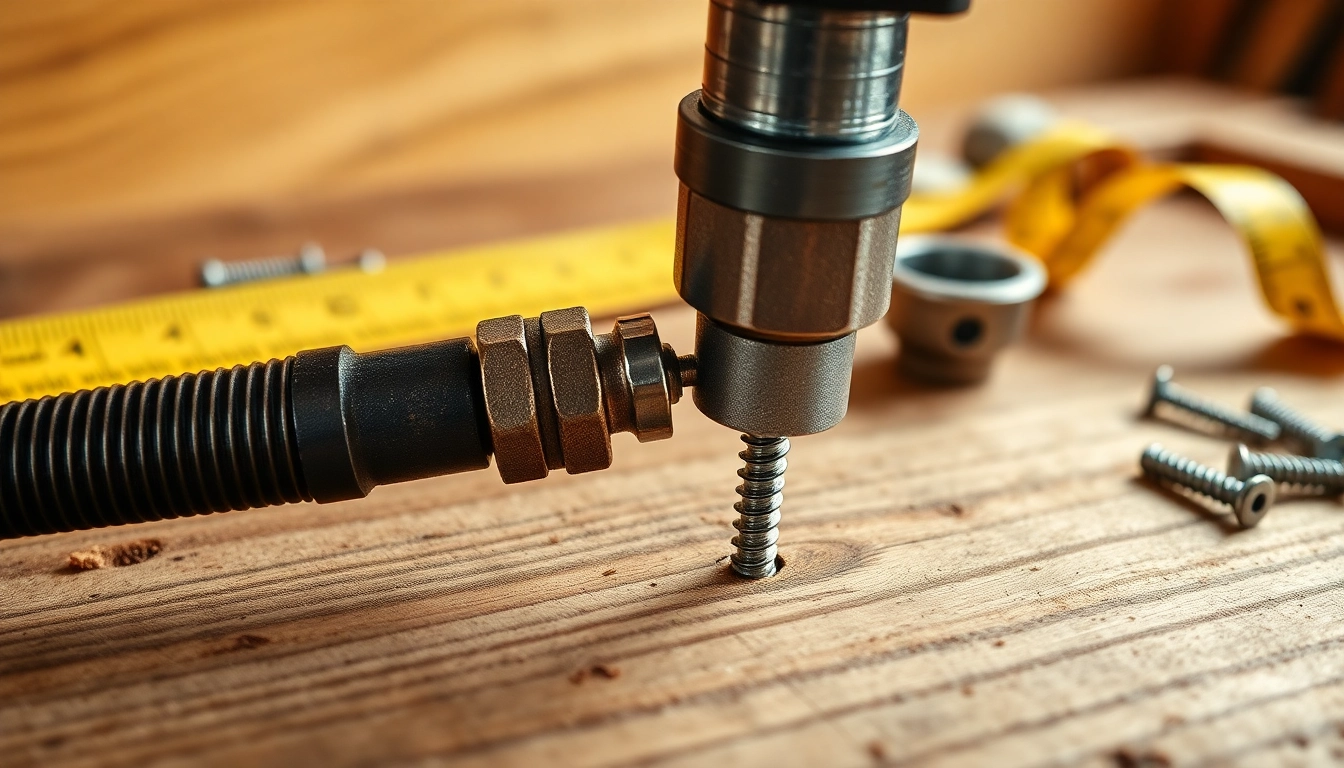 Utilizing cacciavite a percussione for precise screw driving into wood, showcasing the tool's efficiency and power.
