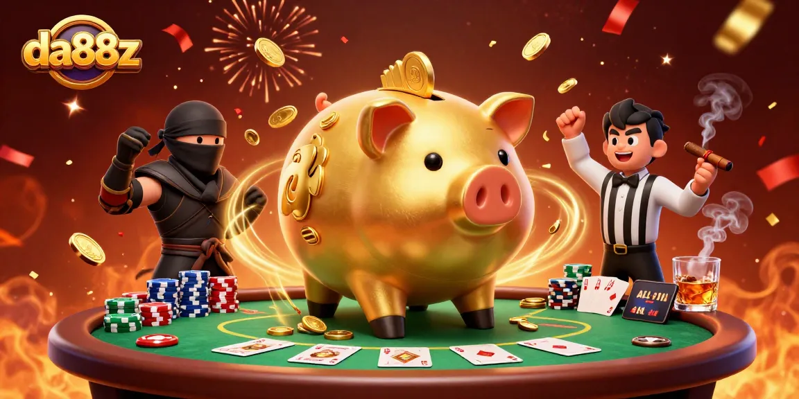 Engage with da88z at vibrant poker table with cartoon sumo wrestler and colorful chips