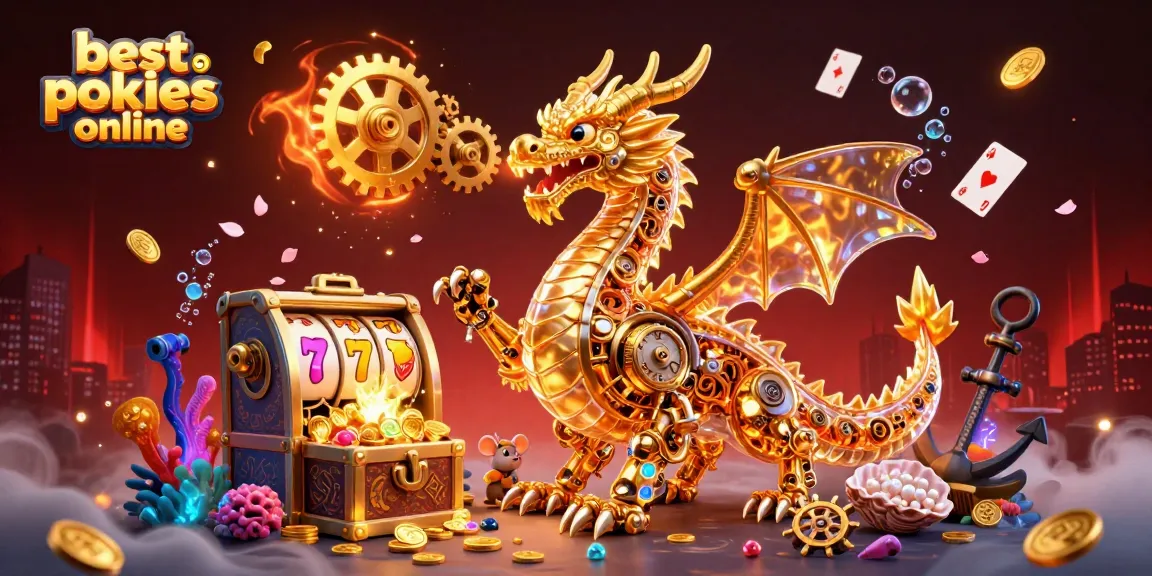 Experience the excitement of best pokies online with a rich, immersive dragon-themed slot scene.