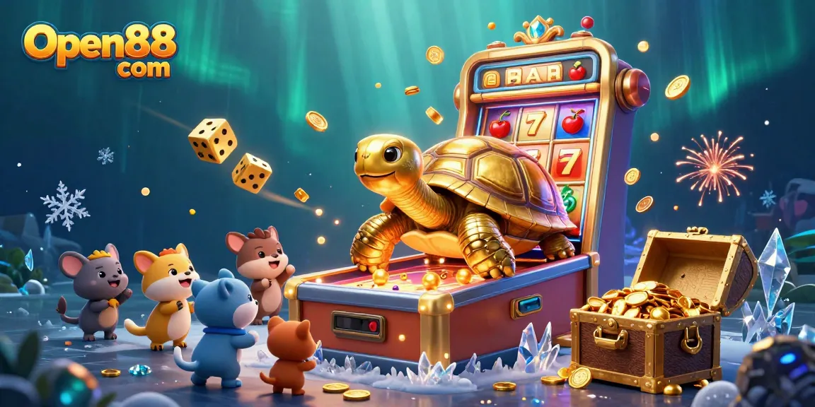 Experience thrilling gameplay at Open88 com with a vibrant 3D casino-themed illustration!