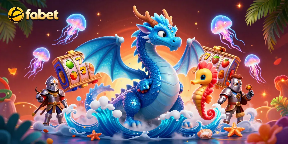 Experience vibrant excitement with fabet's captivating casino-themed illustration of dragons and slots.