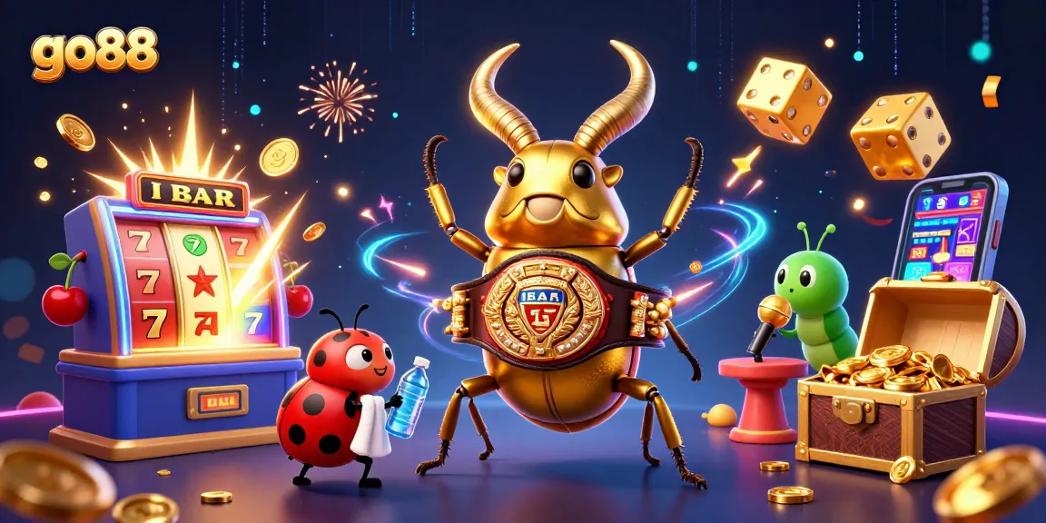 Catch the excitement at go88 as a golden stag beetle champions the jackpot amidst casino thrills.
