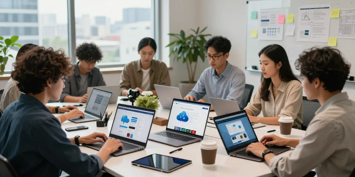Team collaborating at a modern office showcasing WPS Official Website tools and productivity.