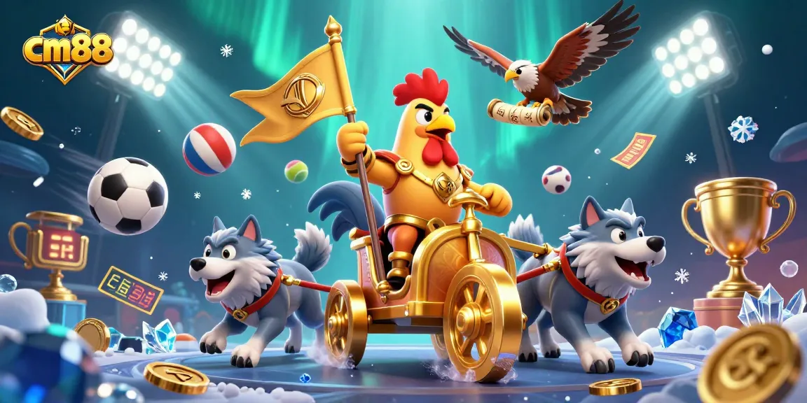 Engage in thrilling gameplay at cm88, where a rooster warlord leads with dynamic sports elements and vivid visuals.