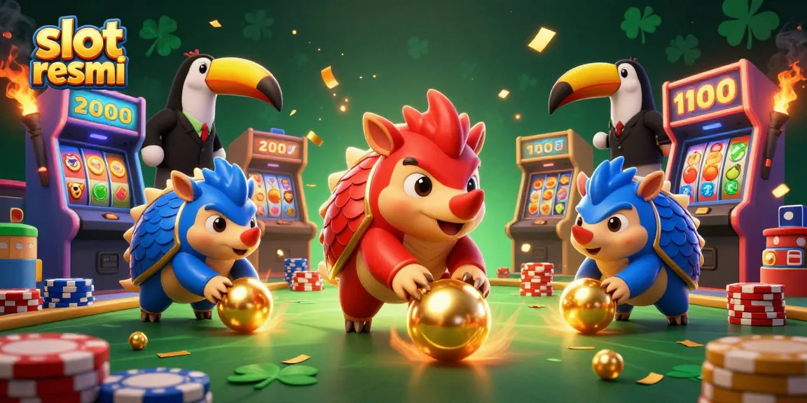 Players engage in thrilling slot resmi gameplay with colorful pangolins, poker chips, and 3D slots.