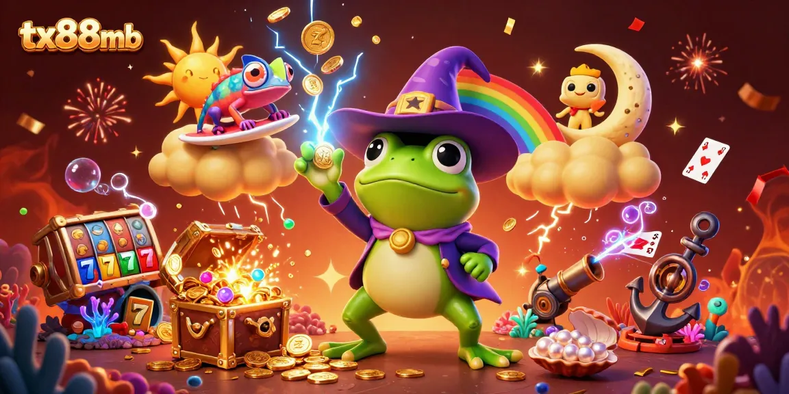Experience the excitement of tx88mb with vibrant gaming elements and characters in a magical casino scene.