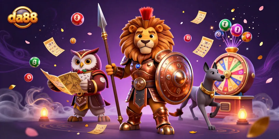 Experience excitement and play at da88 with vibrant lottery games, prize wheels, and unique characters.