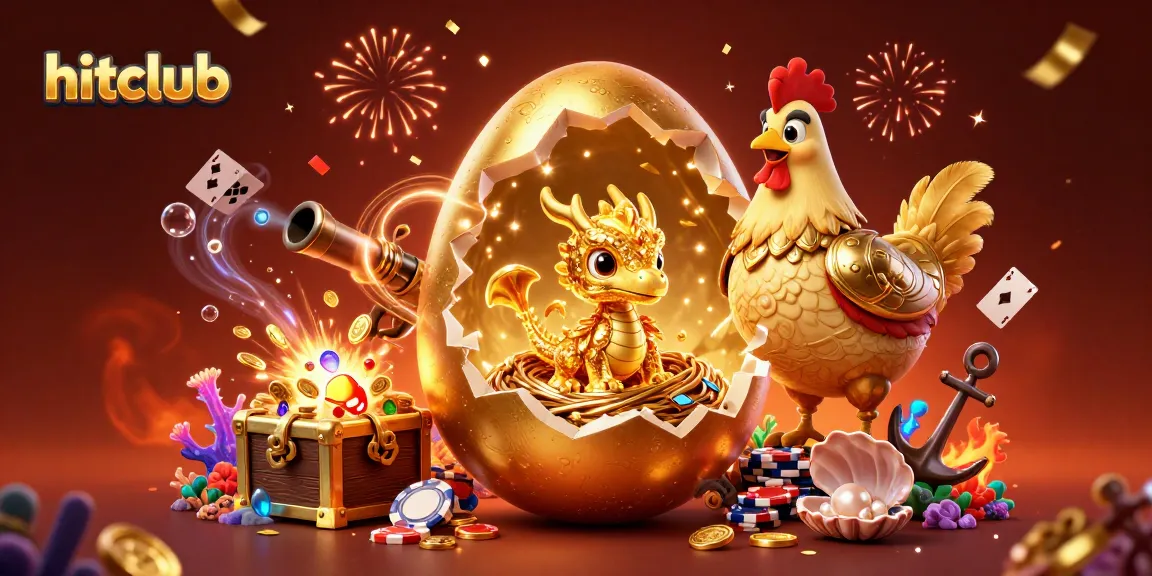 Experience thrilling wins at hitclub with a golden dragon and poker chips in a vibrant 3D scene.