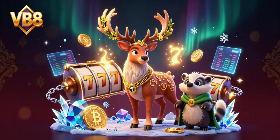 Engage with the dynamic VB8 gaming experience featuring vibrant characters and cryptocurrency elements.