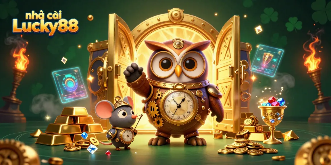 Engage with the nhà cái Lucky88 casino experience featuring lively characters and exciting gambling elements.