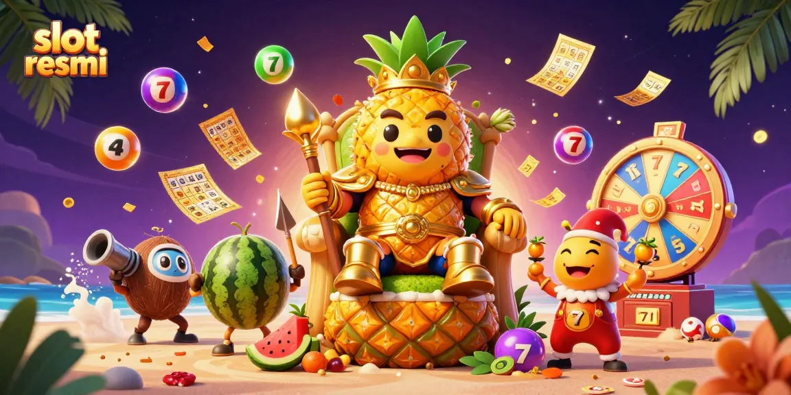 Ketika bermain slot resmi, raja nanas emas dan penjaga kelapa melindungi mahkotanya di kasino pantai.