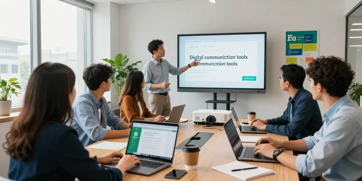Team collaborating on WhatsApp網頁版 features in a bright tech office.