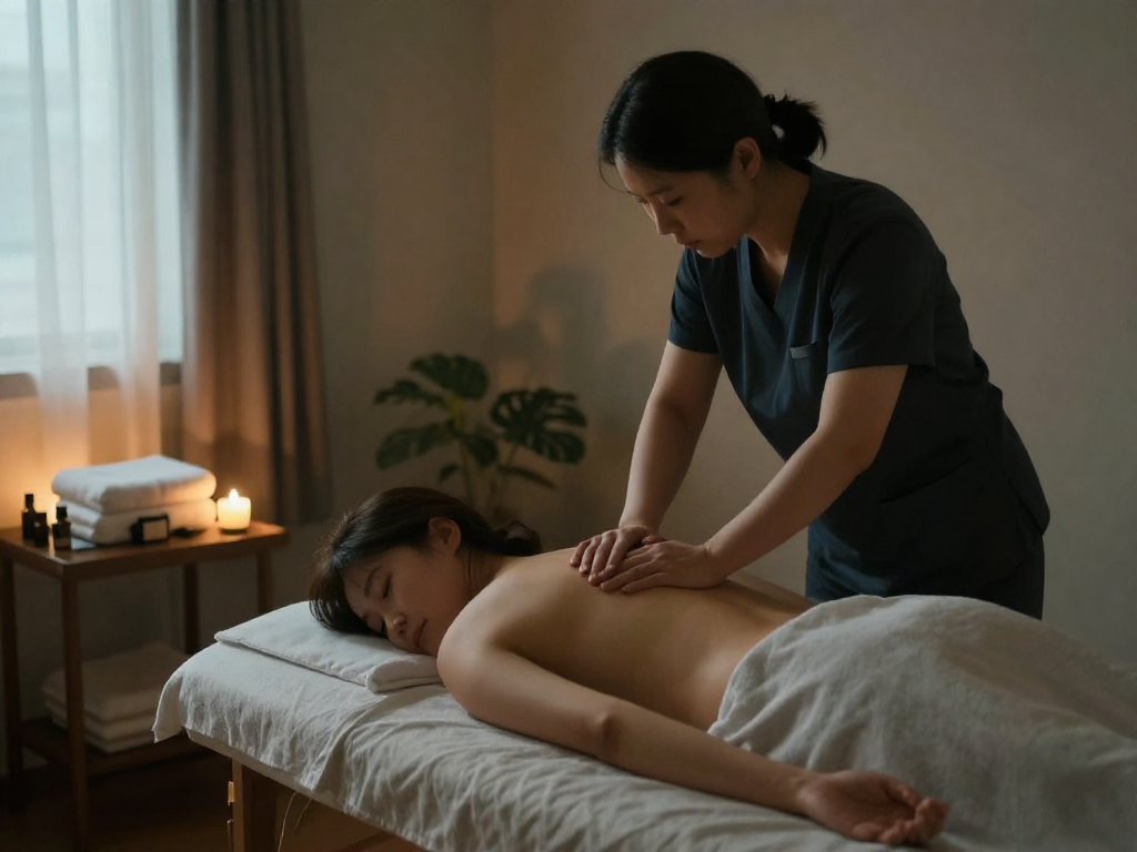 Relaxing 서울출장마사지 session at home with professional therapist providing soothing care.